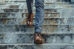 Businessman climbing up the stairs. Concept of success, a Business Photo by AlyaAnd