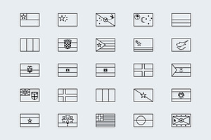 Simplified Outline World Flags