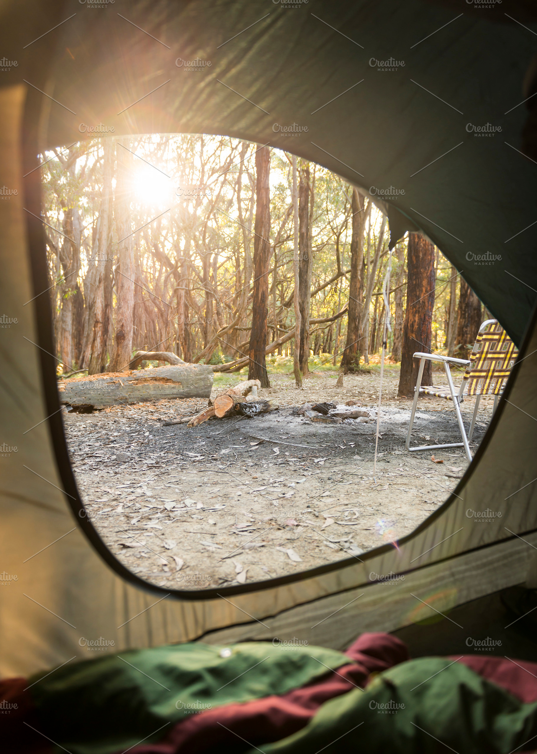 Camping Sunrise Through Tent, a Nature Photo by THP Creative