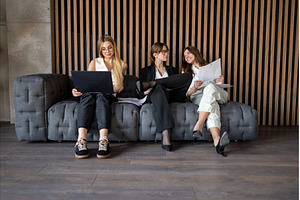 Women in businesswear working, a Business Photo by undrey