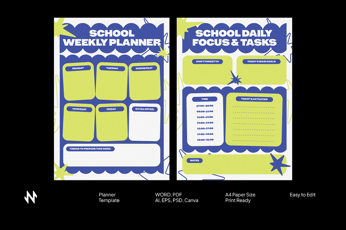 School Weekly Planner Template, a Flyer Template by Neermana (Photo 1 of 4)