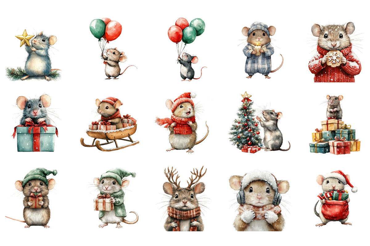 Cute Christmas Rat Sublimation, an Illustration by Designking (Photo 3 of 5)