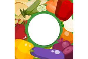 Farm fresh vegetables round pattern, a Food Illustration by VectorsBang