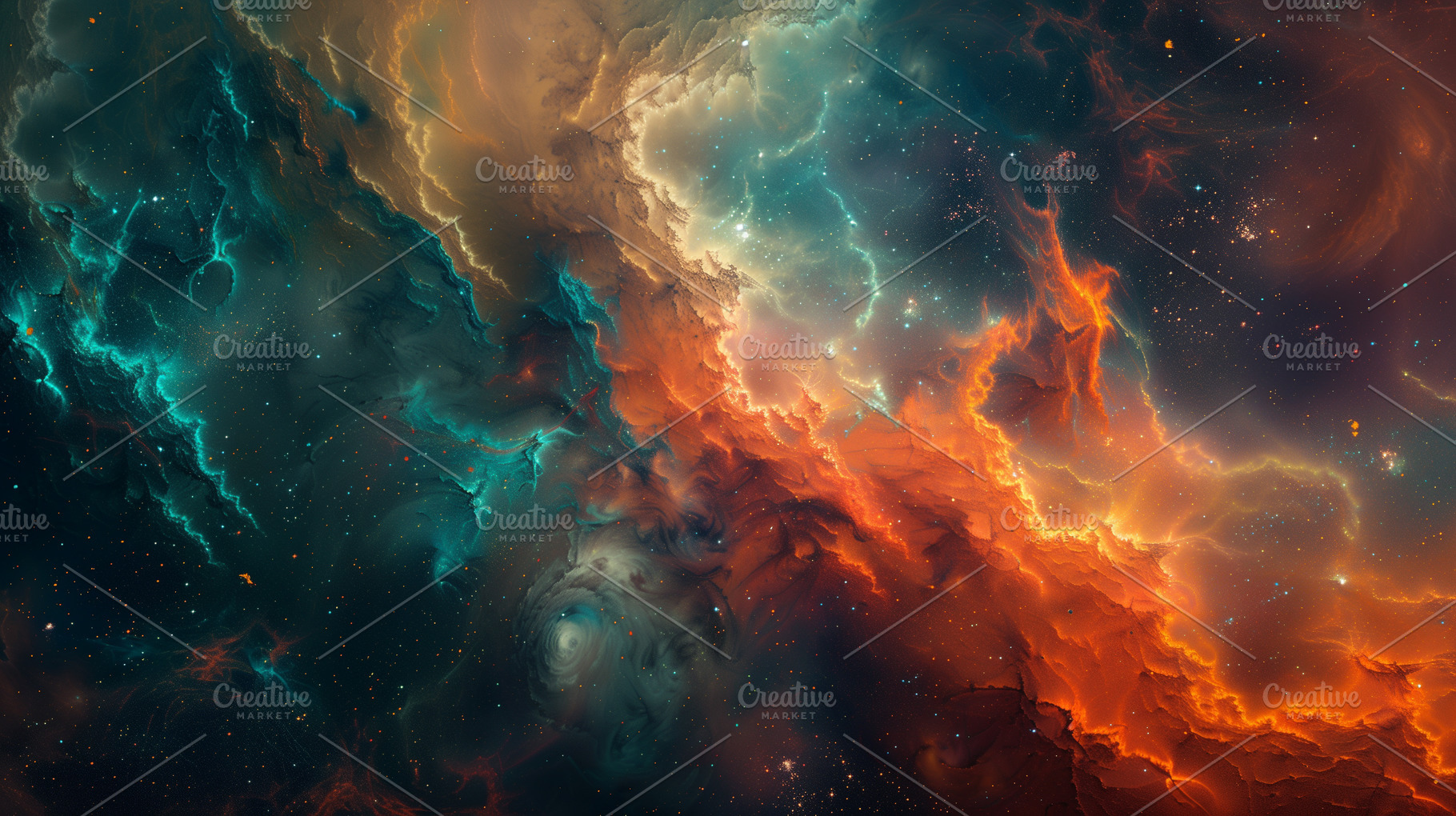 Nebula with orange and blue smoke, a Background Photo by MistyDay