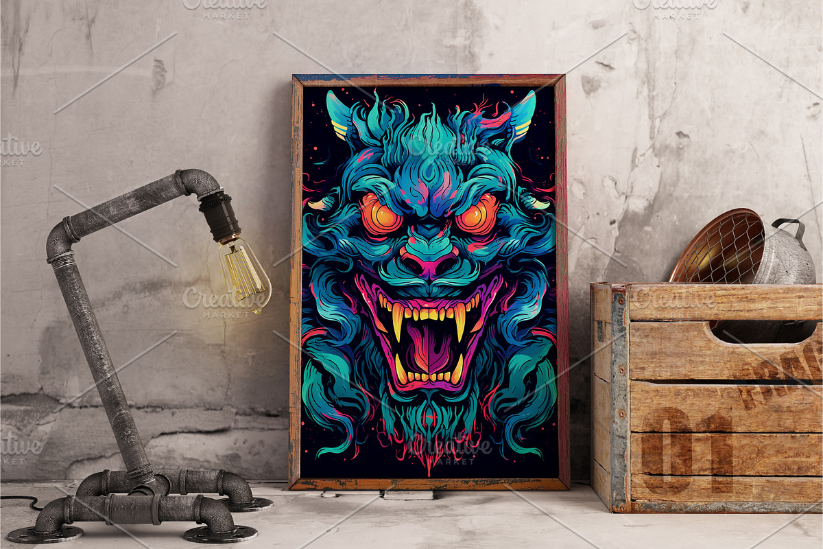 Psychedelic Grin Monster. 16 Posters, a Decorative Illustration by KENO Mascots (Photo 9 of 9)