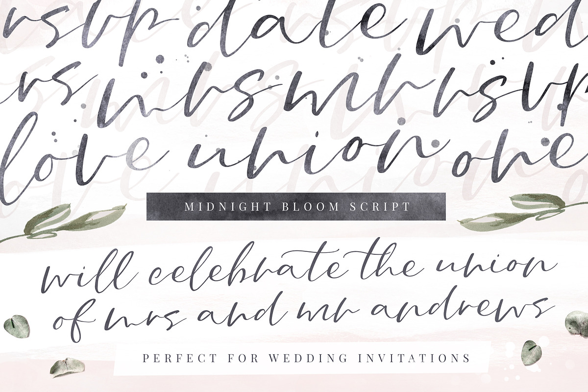 Midnight Bloom Script +18 Free Logos, a Script Font by Pink Coffie (Photo 15 of 15)