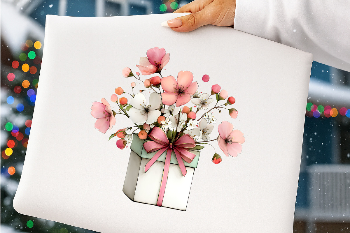 Flowers in gift box clipart, an Illustration by SinaCreation (Photo 7 of 8)