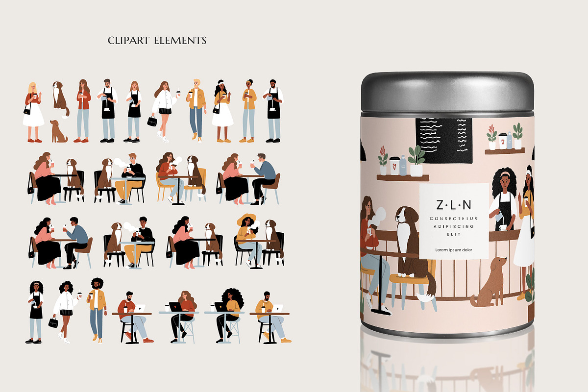 Dog Friendly Coffee Shop Scenes, a Person Illustration by LyubovZaytseva (Photo 4 of 20)