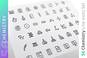Chemistry Line Icons Set, an Outline Icon by Voysla's Shop (Thumbnail 1 of 4)