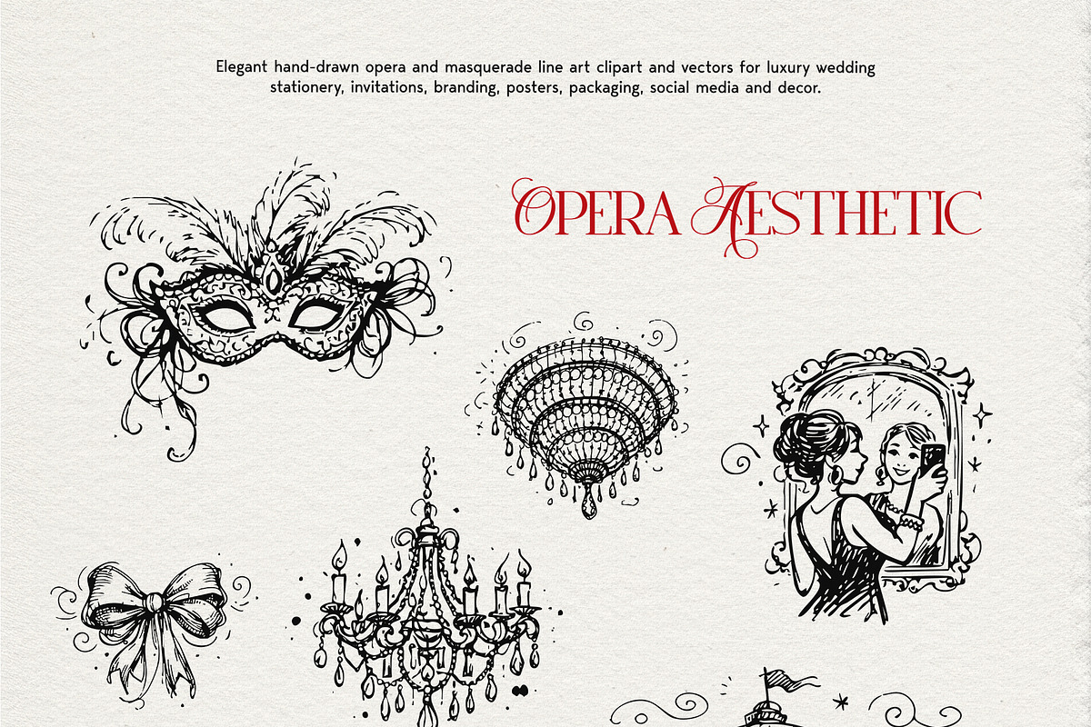 Opera Aesthetic: Vector Line Art, a Decorative Illustration by divanovskaya_nv (Photo 14 of 19)