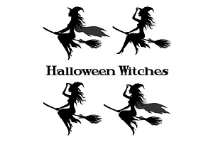 Witch Flying on Broom