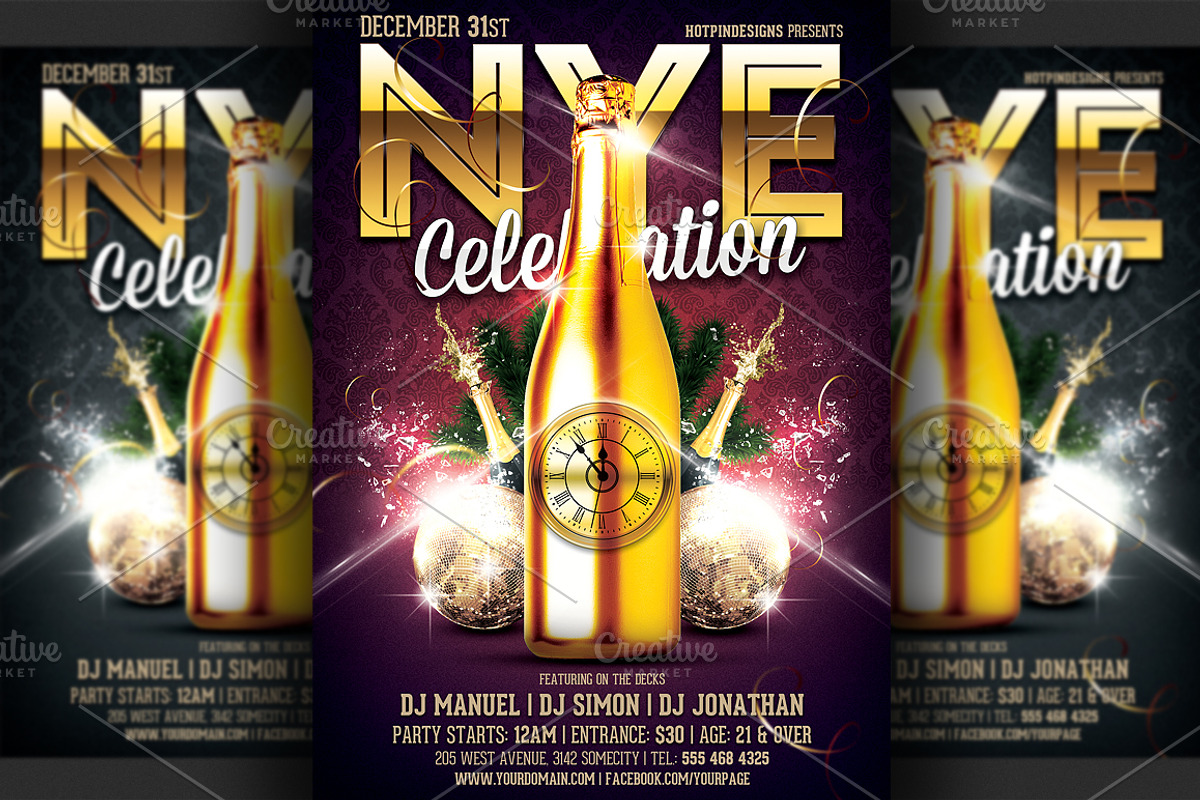 New Years Eve Party Flyer Template, a Flyer Template by Hotpin