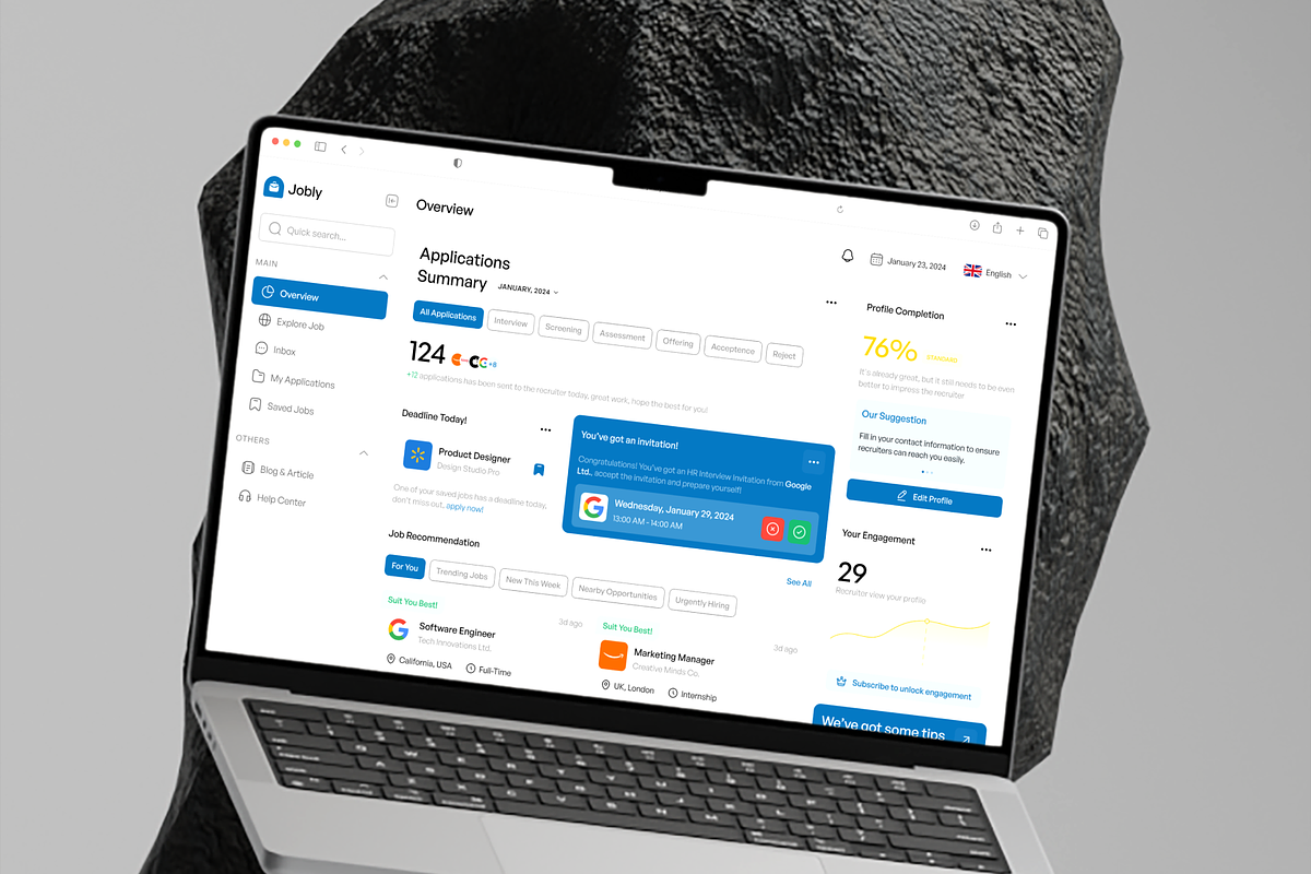 Jobly - Job Finder Dashboard UI Kit preview 7