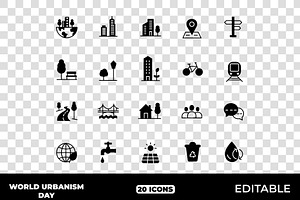 World Urbanism Day Solid Icons, a Solid Icon by Unique Design Team