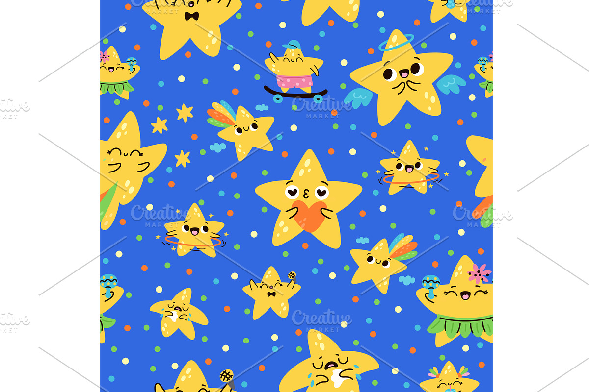 Cute cartoon stars seamless pattern, a Texture Illustration by Vectorbuum