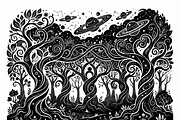 50 Mystical Galaxy Forest Silhouette, a Technology Illustration by Amazin_art (Thumbnail 6 of 41)
