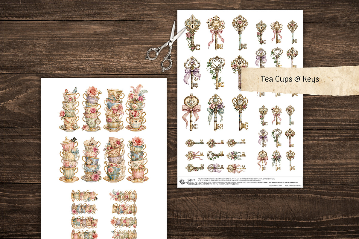 Alice in Wonderland Fussy Cuts, a Decorative Illustration by Print Haven Mochi Vintage (Photo 4 of 7)