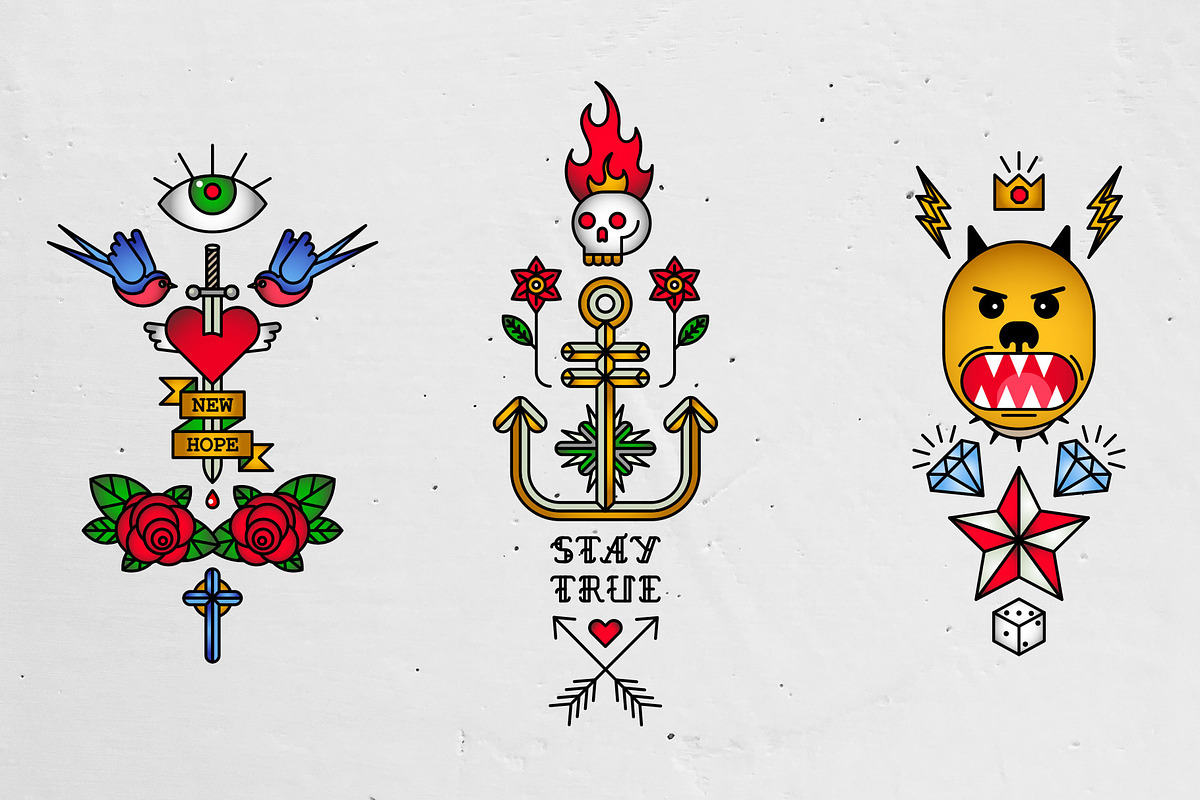 Vintage Old School Tattoo Icons Pack, an Icon by doffdog (Photo 2 of 2)