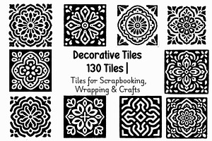Black and White Decorative Tiles SVG, a Pattern Graphic by Pattern Whimsy