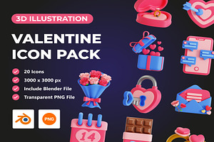 Valentine 3D Icon Pack, an Emoji Icon by Lumina_ui_ux202