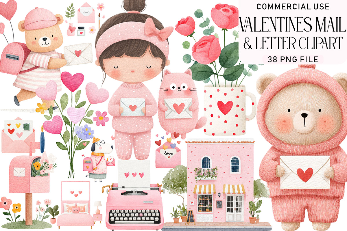 Valentines Mail & Letter Clipart, an Illustration by Daily.Designs (Photo 1 of 5)