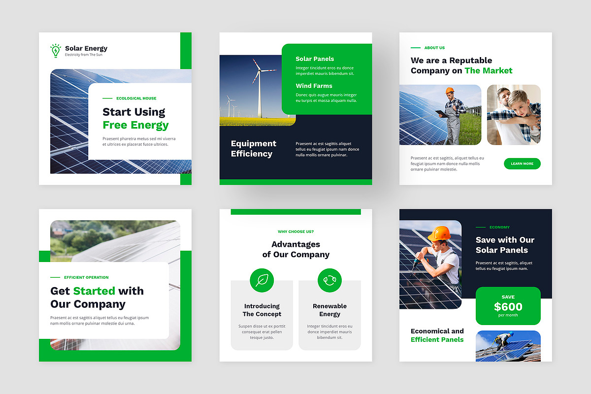 Solar Energy Instagram Templates, a Social Media Template by artbart (Photo 7 of 9)