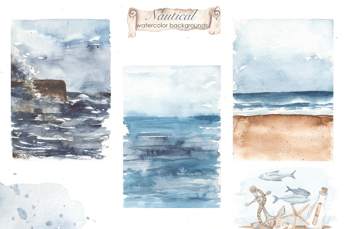 Nautical watercolor collection, a Transportation Illustration by Marina Ermakova (Photo 6 of 13)