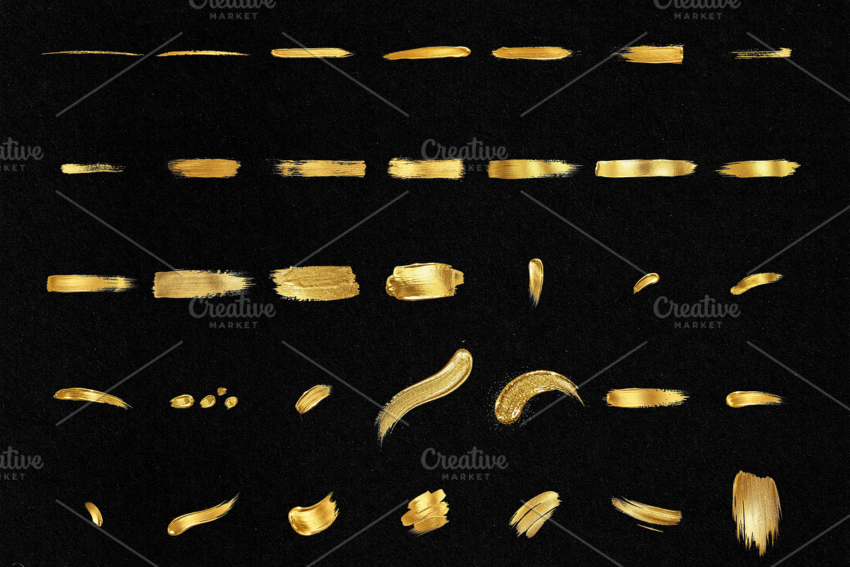 70 Golden Brush Stroke Elements, an Object Graphic by smishura (Photo 2 of 7)