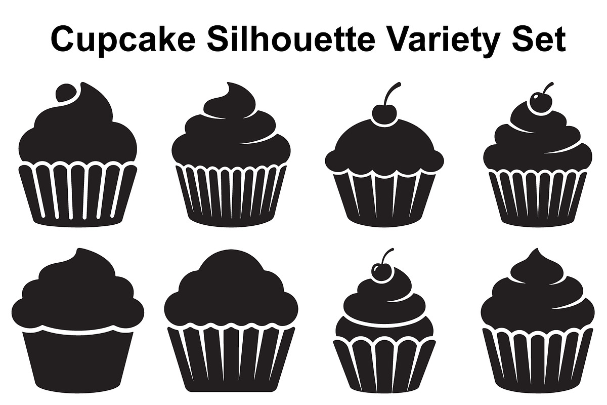 Swirled Cupcake Silhouette Set, an Object Graphic by Designer_Momina (Photo 1 of 3)