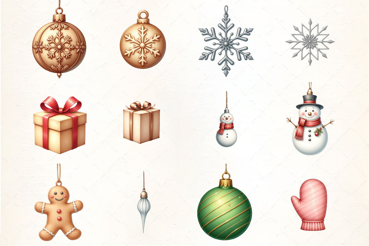 Christmas Ornaments Watercolor Clipa, an Illustration by CrexoraLab (Photo 2 of 5)