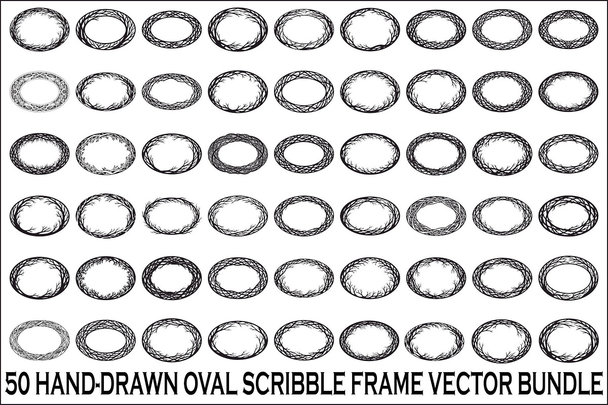 Hand Drawn Oval Scribble Frames, an Illustration by Gfx_Store (Photo 1 of 51)
