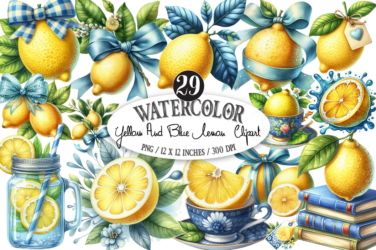Yellow & Blue Lemon Sublimation, an Illustration by Designking (Photo 1 of 4)