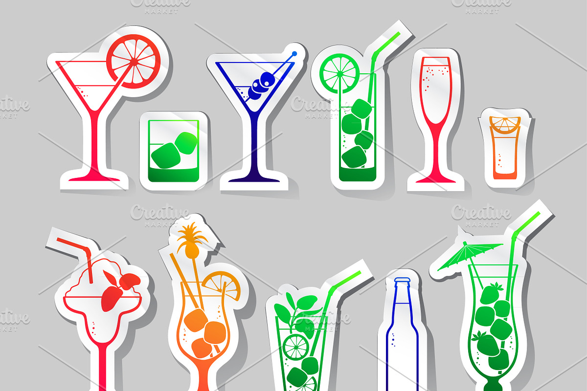 Collection of 16 Cocktail Icons preview 2