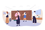 People using public toilets, WC set, a Person Illustration by Good Studio (Thumbnail 3 of 7)