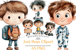 Just Boys Clipart Bundle, an Illustration by DreamCafeArt