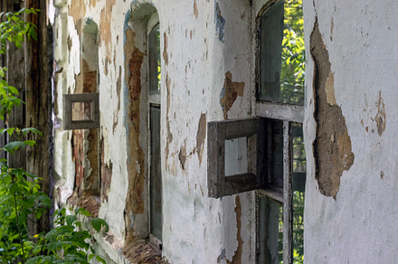 Three windows of the ruined house, an Architecture Photo by Schreibikus