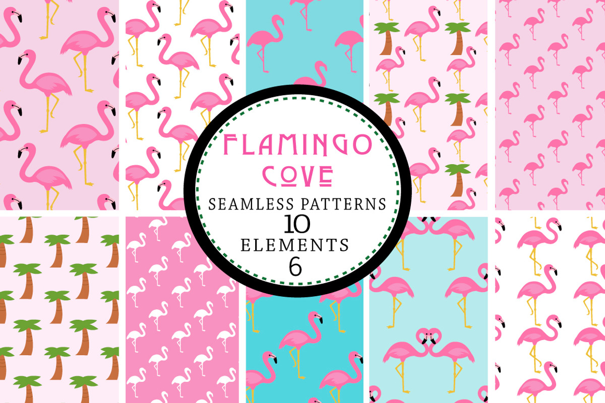 Flamingo Seamless Patterns, a Pattern Graphic by Clover & Lilly (Photo 3 of 5)