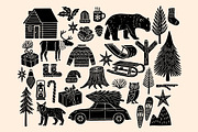 Festive Winter Linocut Bundle, a Seasonal Illustration by ClayStudio (Thumbnail 2 of 8)