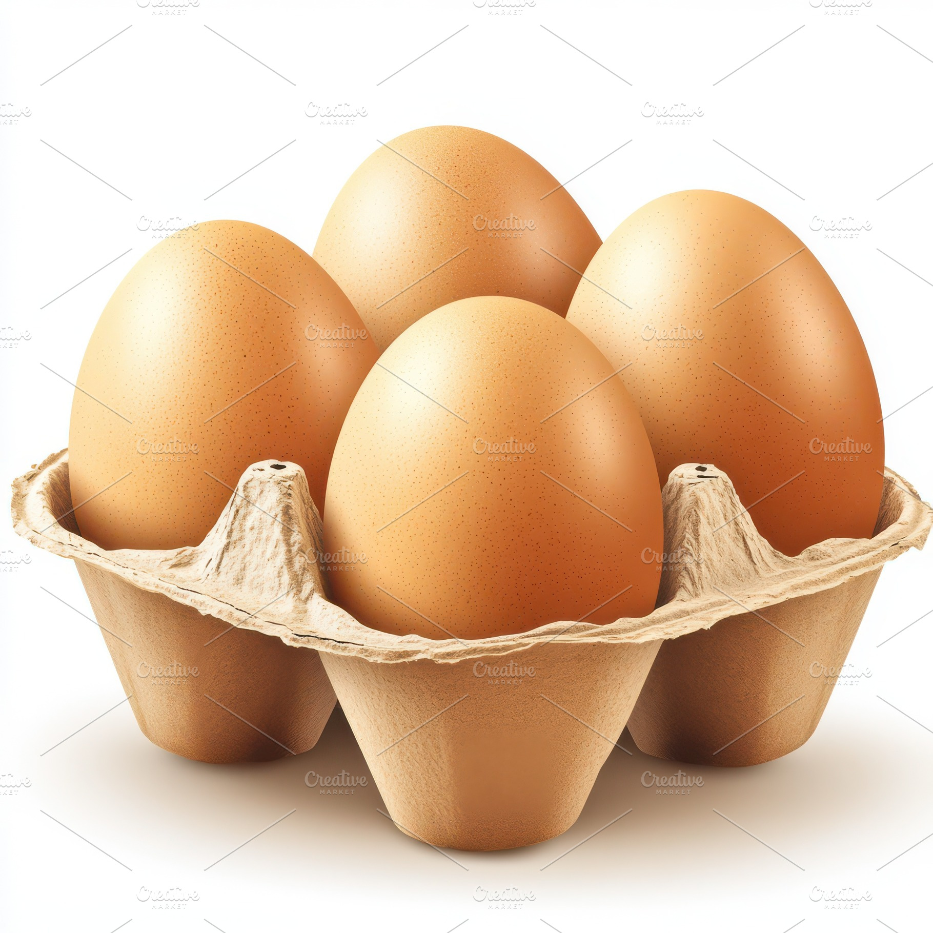 Realistic Eggs in a carton, isolated, a Food & Drink Photo by Pixeness Studio