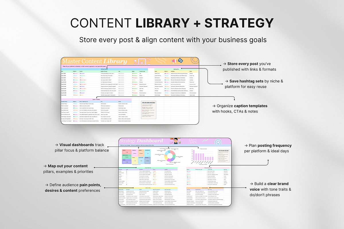 Smart Content Planner Canva Sheets, a Design Template by DigiPax (Photo 6 of 10)