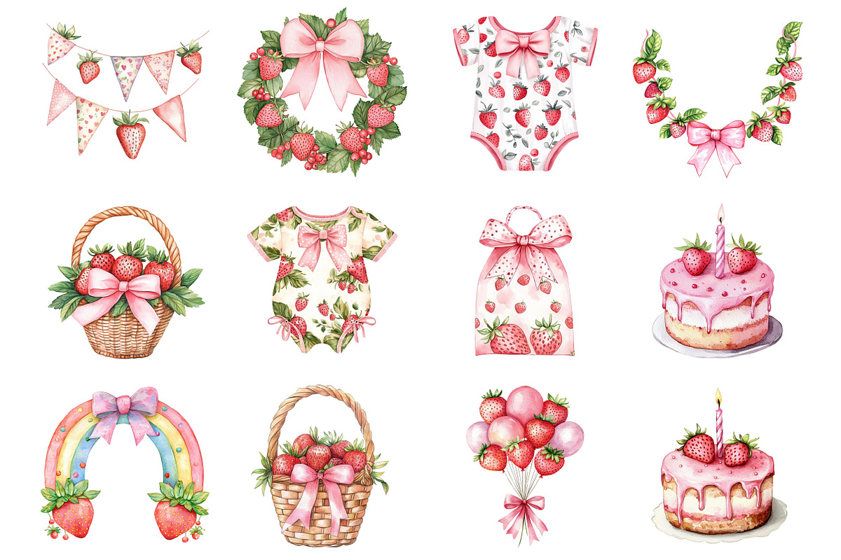 Berry Birthday Clipart, a Seasonal Illustration by CitraGraphics (Photo 5 of 6)