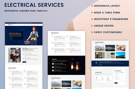 Electrical Services – Landing Page, a Landing Page Template by Pennyblack Templates