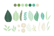GREEN VECTOR ELEMENTS AND PATTERN, a Decorative Illustration by MooBeer (Thumbnail 3 of 5)