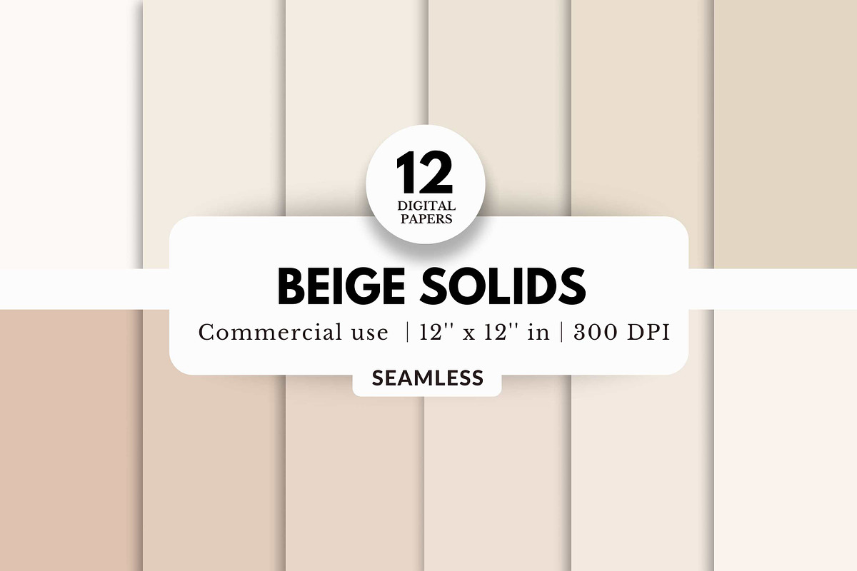 12 Beige Solids Digital Paper Bundle, a Background Graphic by ...