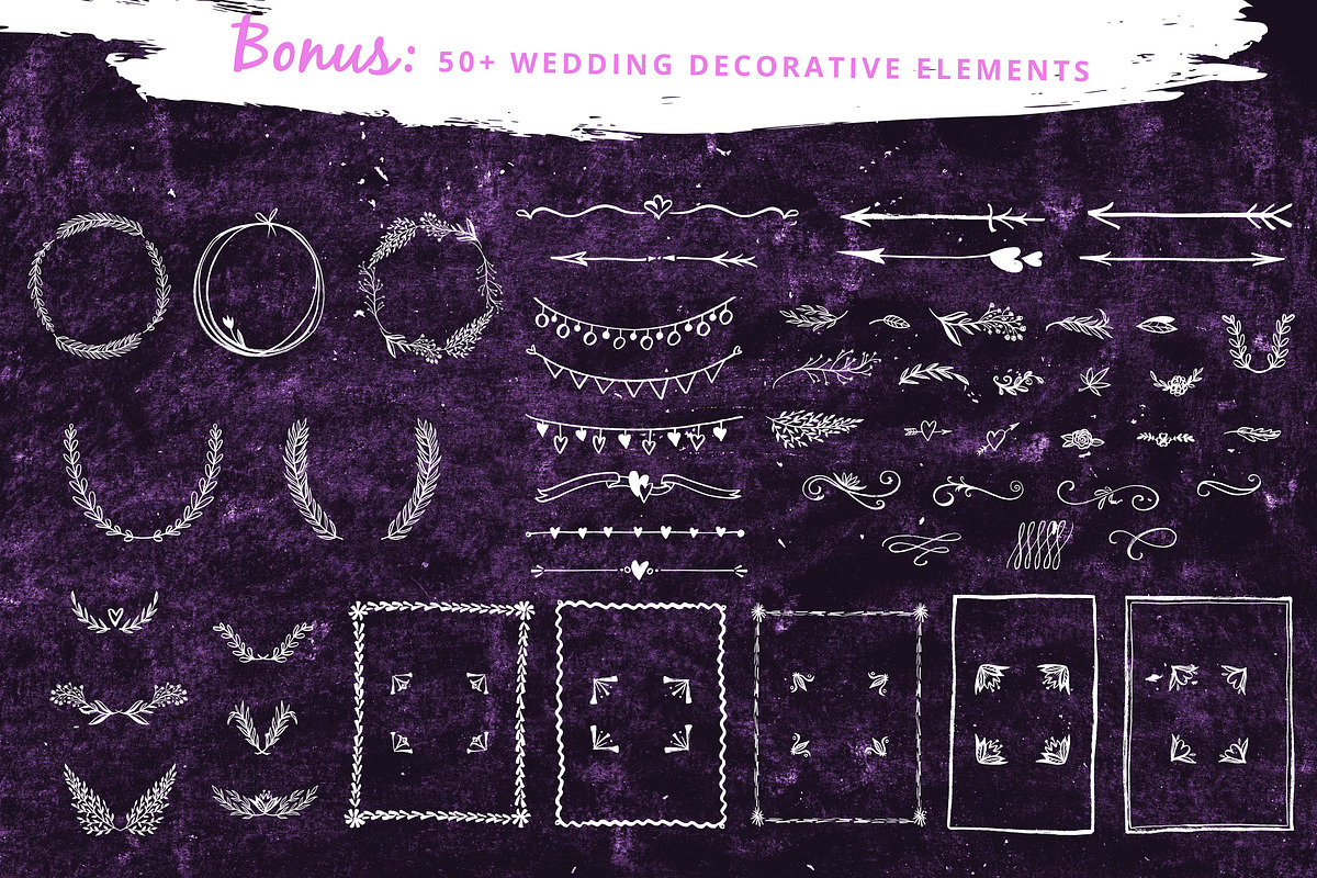 Wedding Watercolor Hand-drawn Set, an Invitation Template by Spencerian Sisters (Photo 6 of 7)