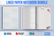 50 Lined Paper Notebook Bundle, a Templates & Theme by Book2bees (Thumbnail 1 of 4)