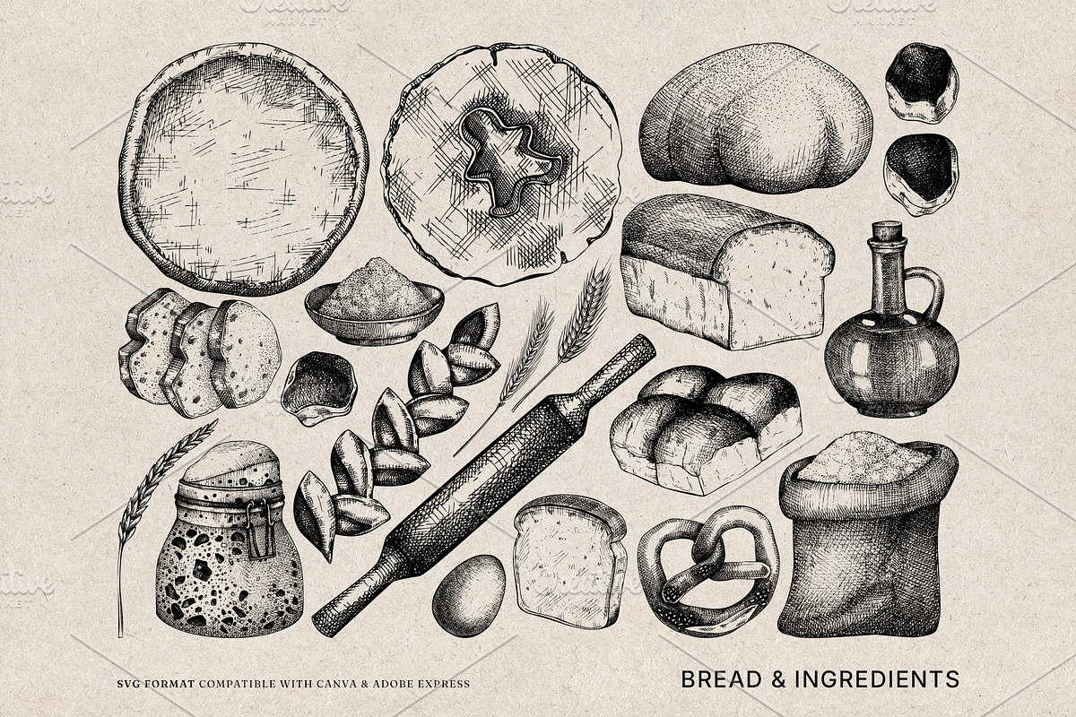 Bakery Illustrations Vector Bundle, a Food Illustration by Yevheniia (Photo 2 of 10)