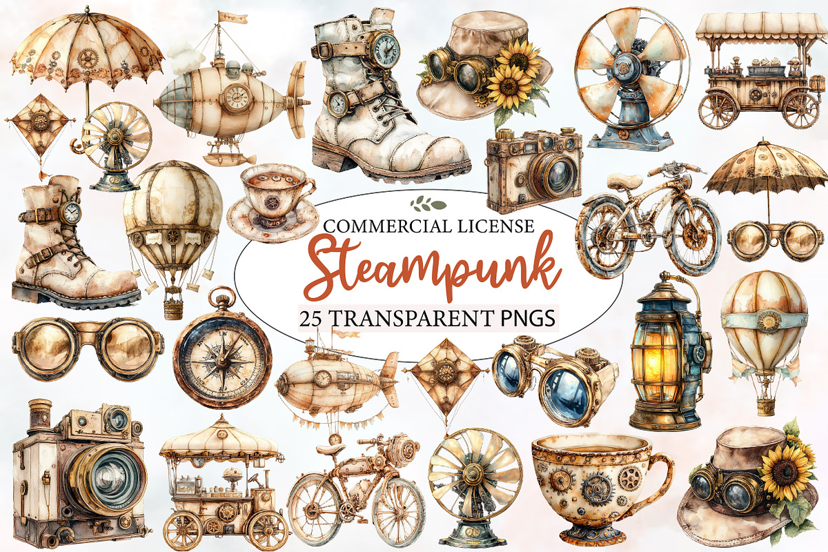 Steampunk Summer Clipart, a Seasonal Illustration by Designworld (Photo 1 of 6)