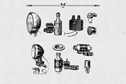 Classic Motor Bike Car Parts '33-'39, an Illustration by ArtefShop (Thumbnail 4 of 13)