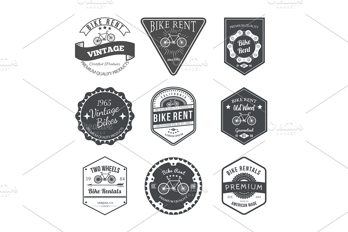 Bike Rent Labels and Badges, an Icon by idimair